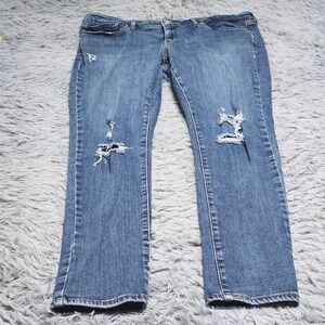 Levi Strauss 711 Skinny Jeans Womens Size 33 33x30 Distressed Blue Denim W33 L30